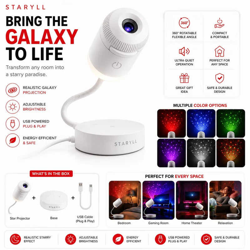 Galaxy projector star light 360°