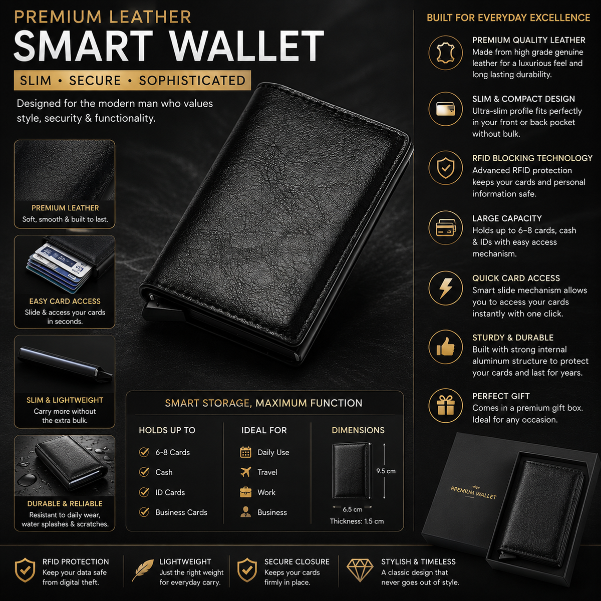 Premium leather smart wallet