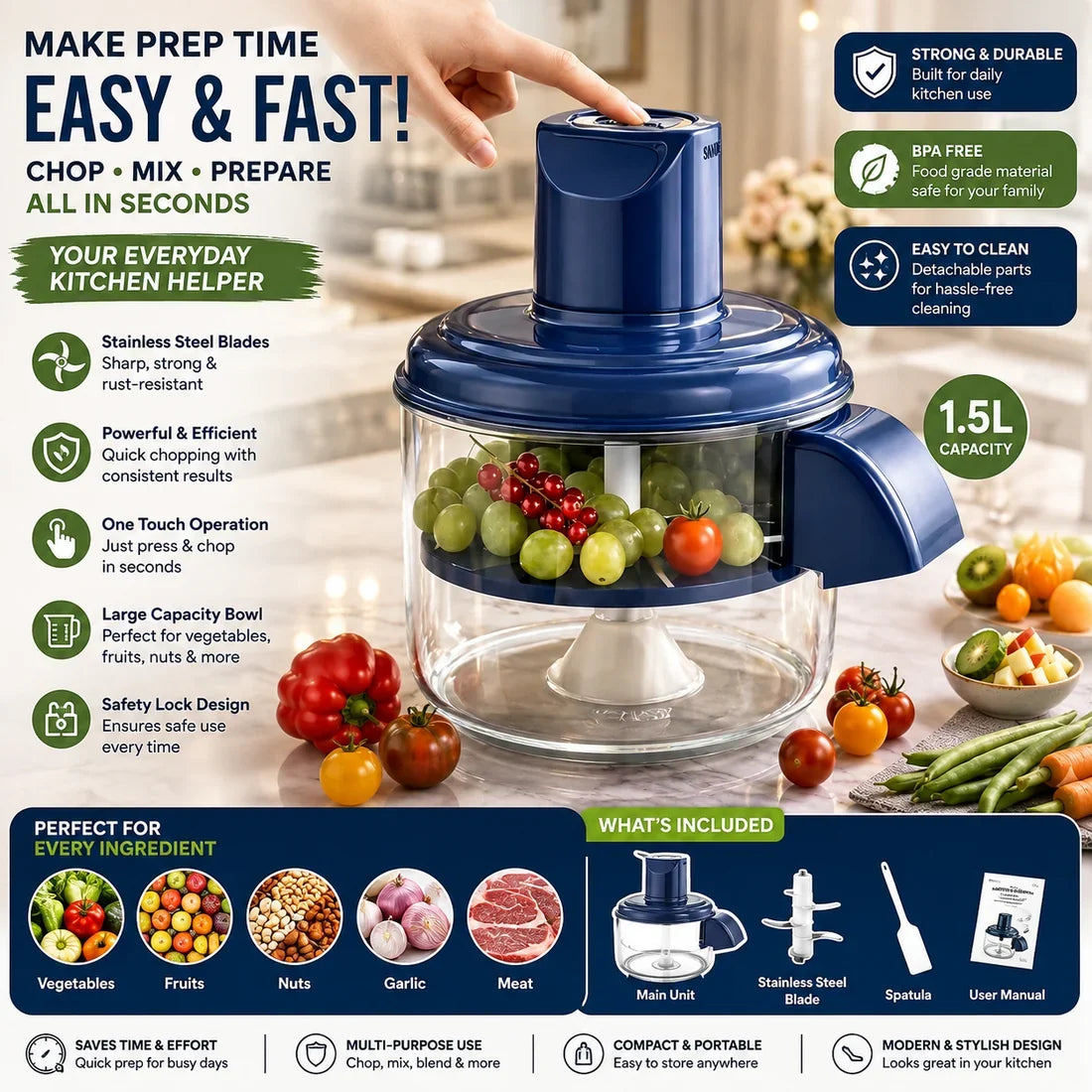 Electric garlic peeler and 1.5L